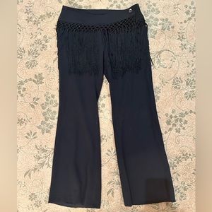 Women’s designer black fringe pants size M